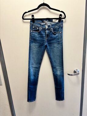 rag & bone Indigo Skinny Jeans with Faded Wash